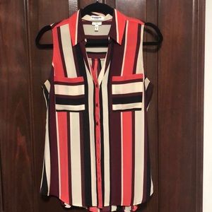Striped  Sleeveless Blouse